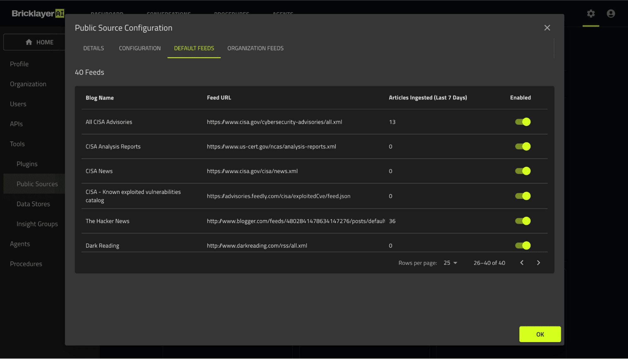 A Screenshot of the Specialists configuration area in Bricklayer.AI